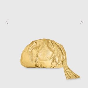 Rebecca Minkoff ruched gold clutch